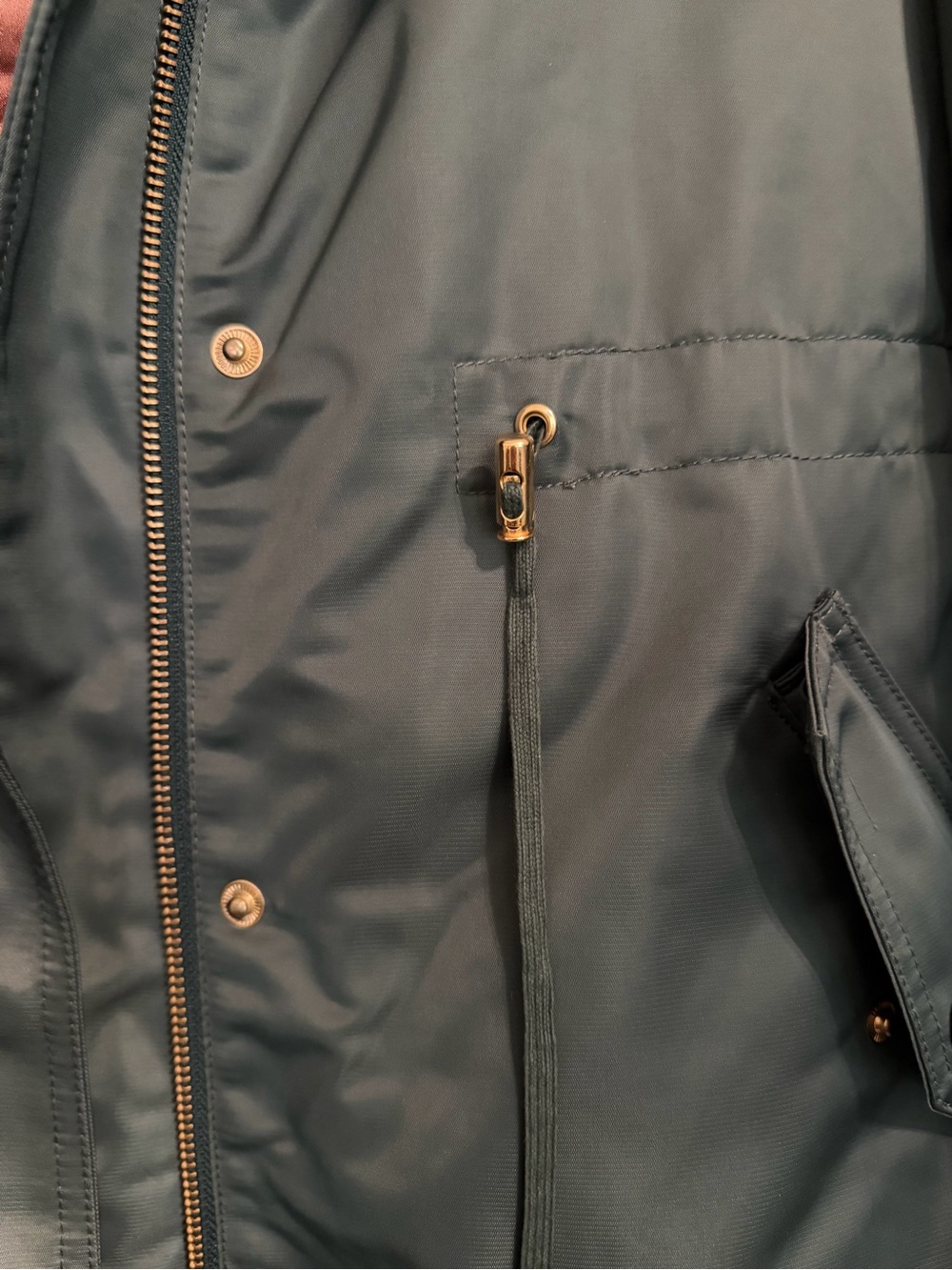 J Crew Green Satin Hooded Parka Coat w/removable Quilted Lining Small - Picture 2 of 11